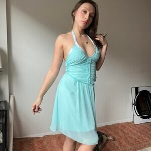 Fabulous y2k baby blue halter dress